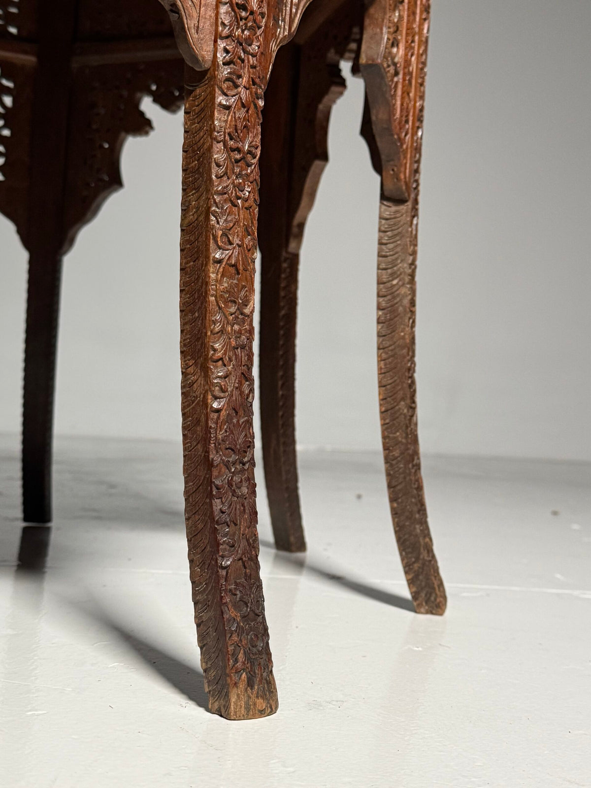 Indian Carved Hardwood Side Table, circa 1900 to 1920, photo 13