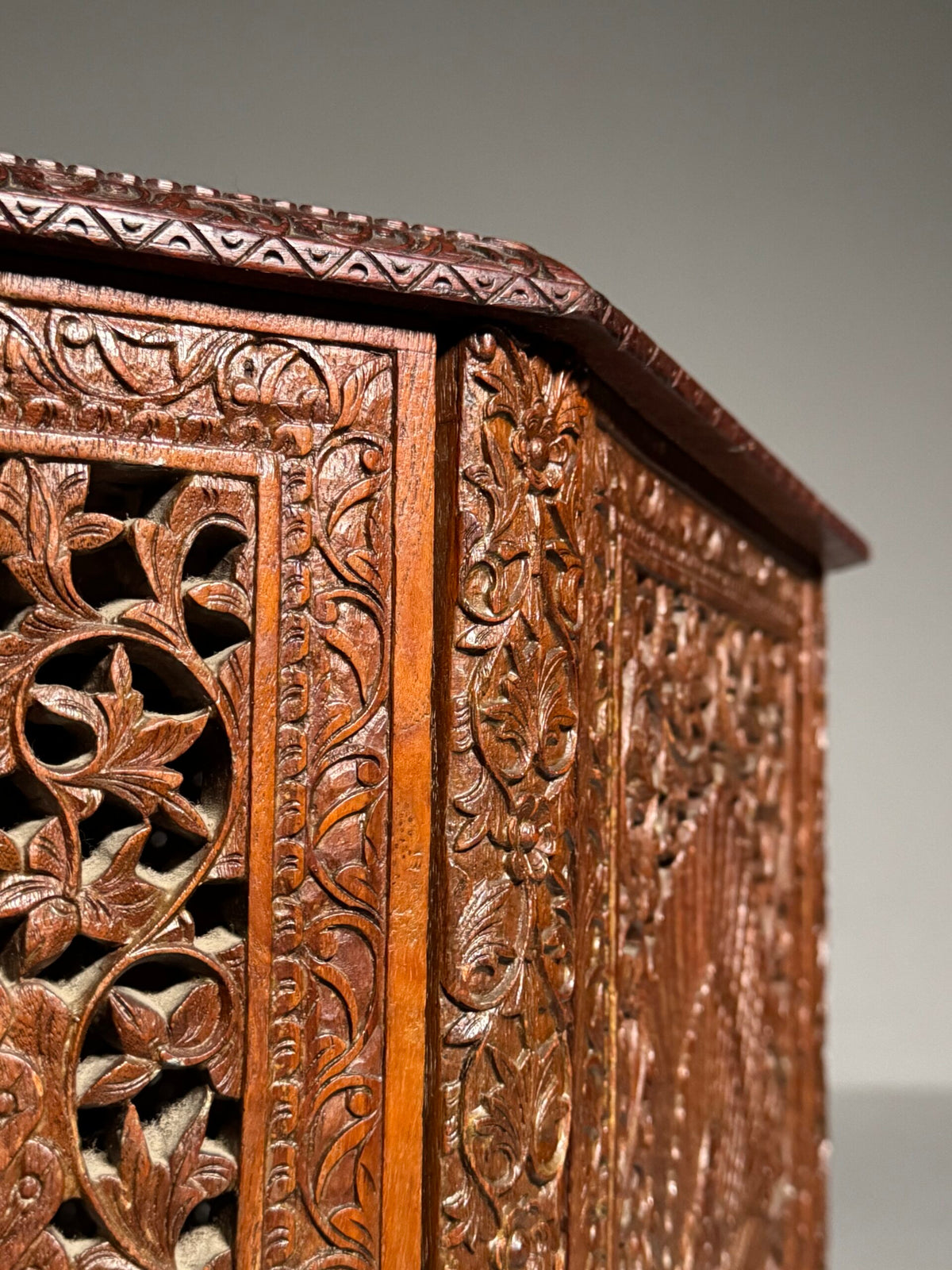 Indian Carved Hardwood Side Table, circa 1900 to 1920, photo 8