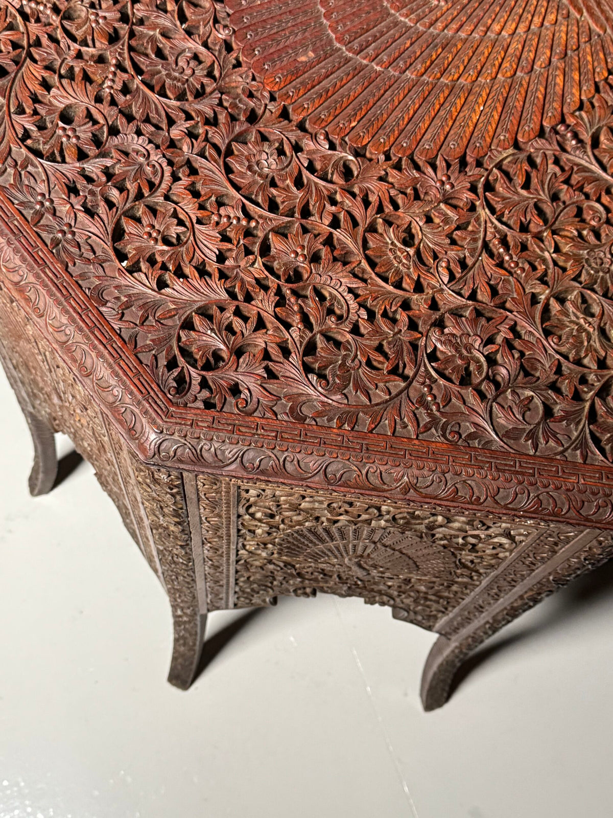 Indian Carved Hardwood Side Table, circa 1900 to 1920, photo 10