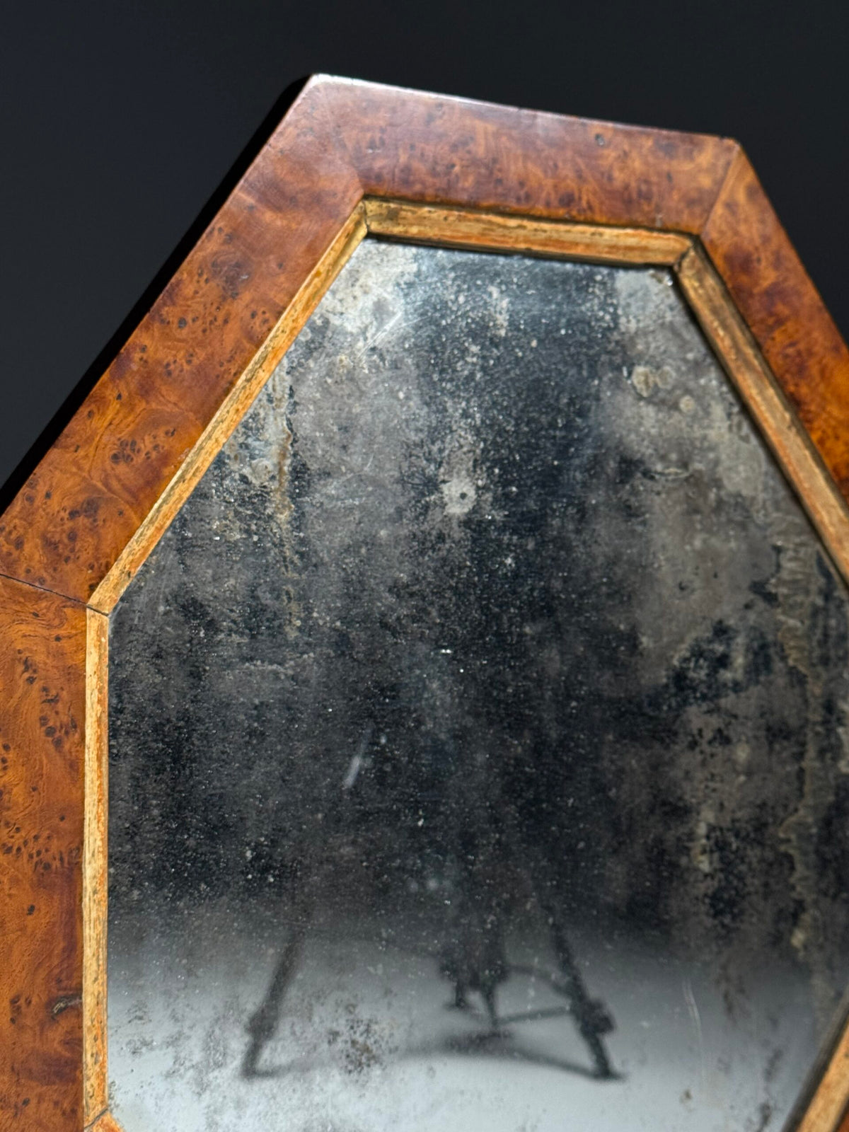 Empire Hollywood Regency Style Table Mirror with Burr Wood Veneer, c. 1960, photo 9