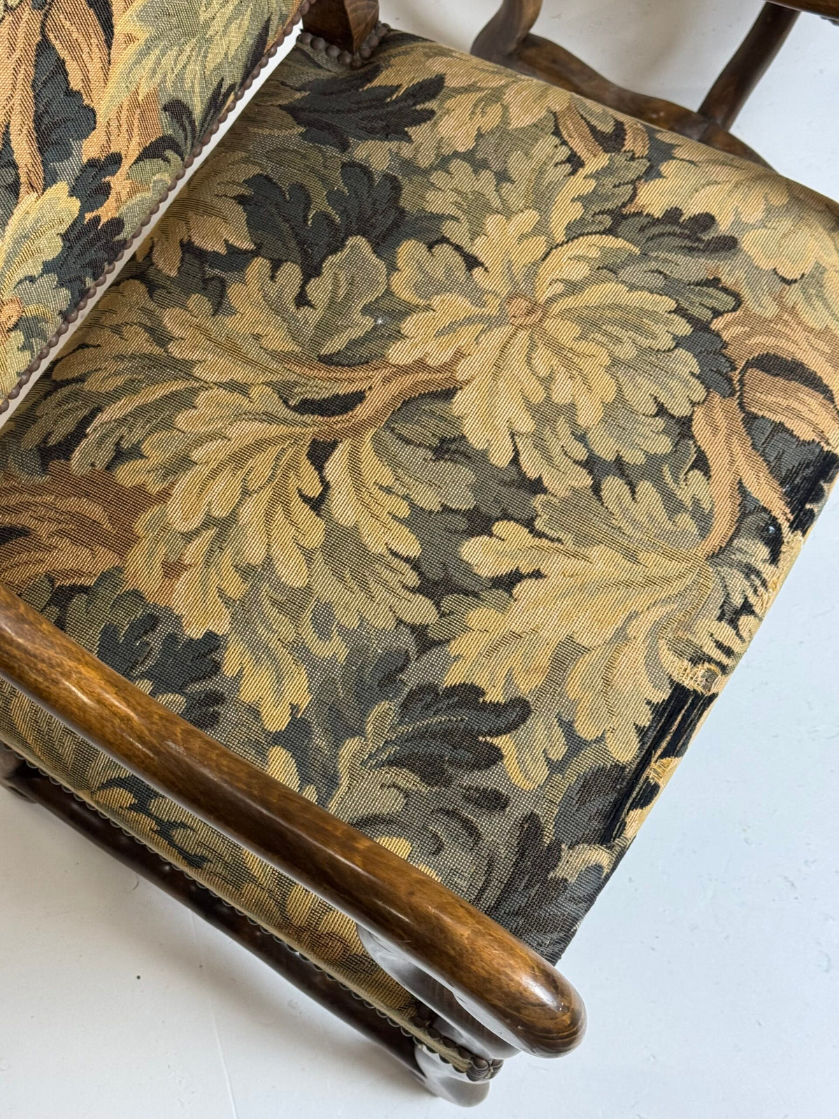 Pair of Os de Mouton Armchairs in Oudenaarde Tapestry Style, photo 19
