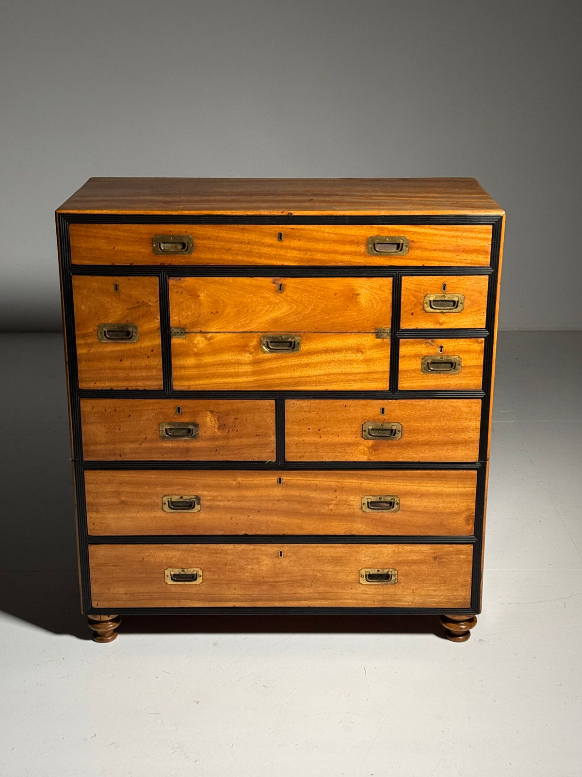 English Military Campaign Chest of Drawers with Fold-Out Desk, 19th Century, photo 2
