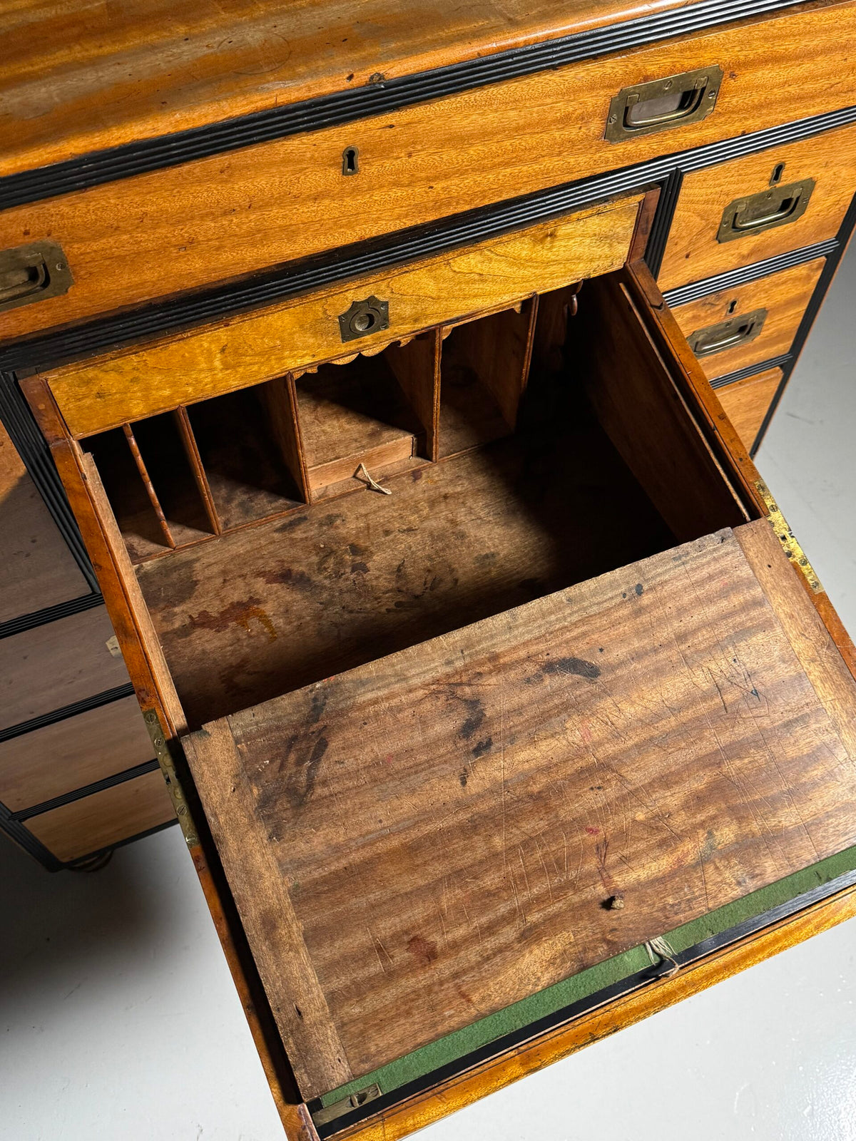 English Military Campaign Chest of Drawers with Fold-Out Desk, 19th Century, photo 22