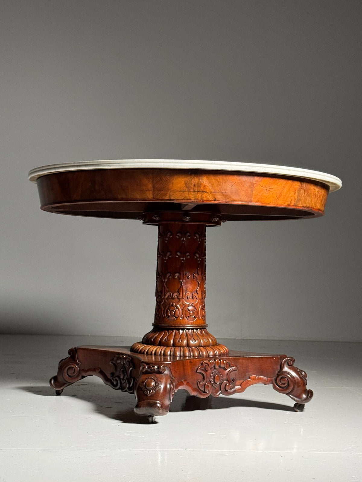 Mid 19th Century Center Table with Carrara Marble Top, photo 20