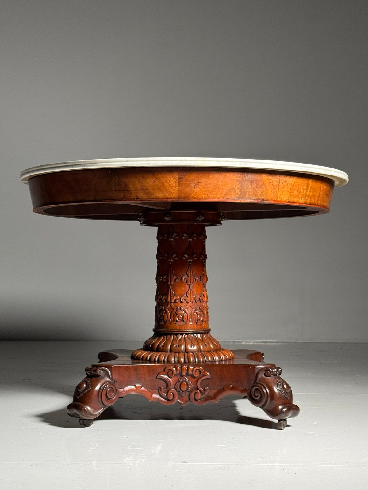 Mid 19th Century Center Table with Carrara Marble Top, photo 24