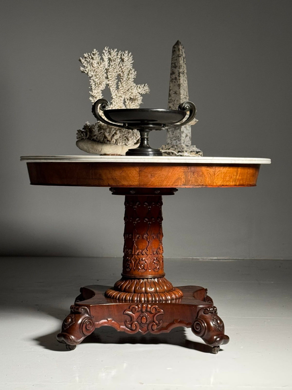 Mid 19th Century Center Table with Carrara Marble Top, photo 27