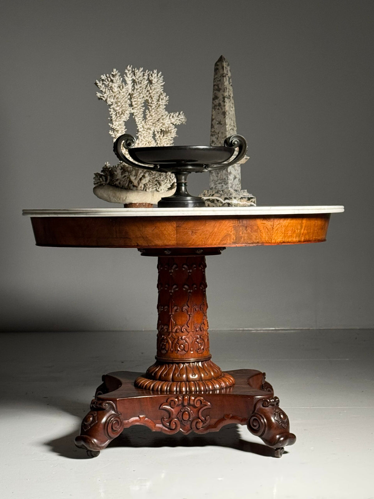 Mid 19th Century Center Table with Carrara Marble Top, photo 29