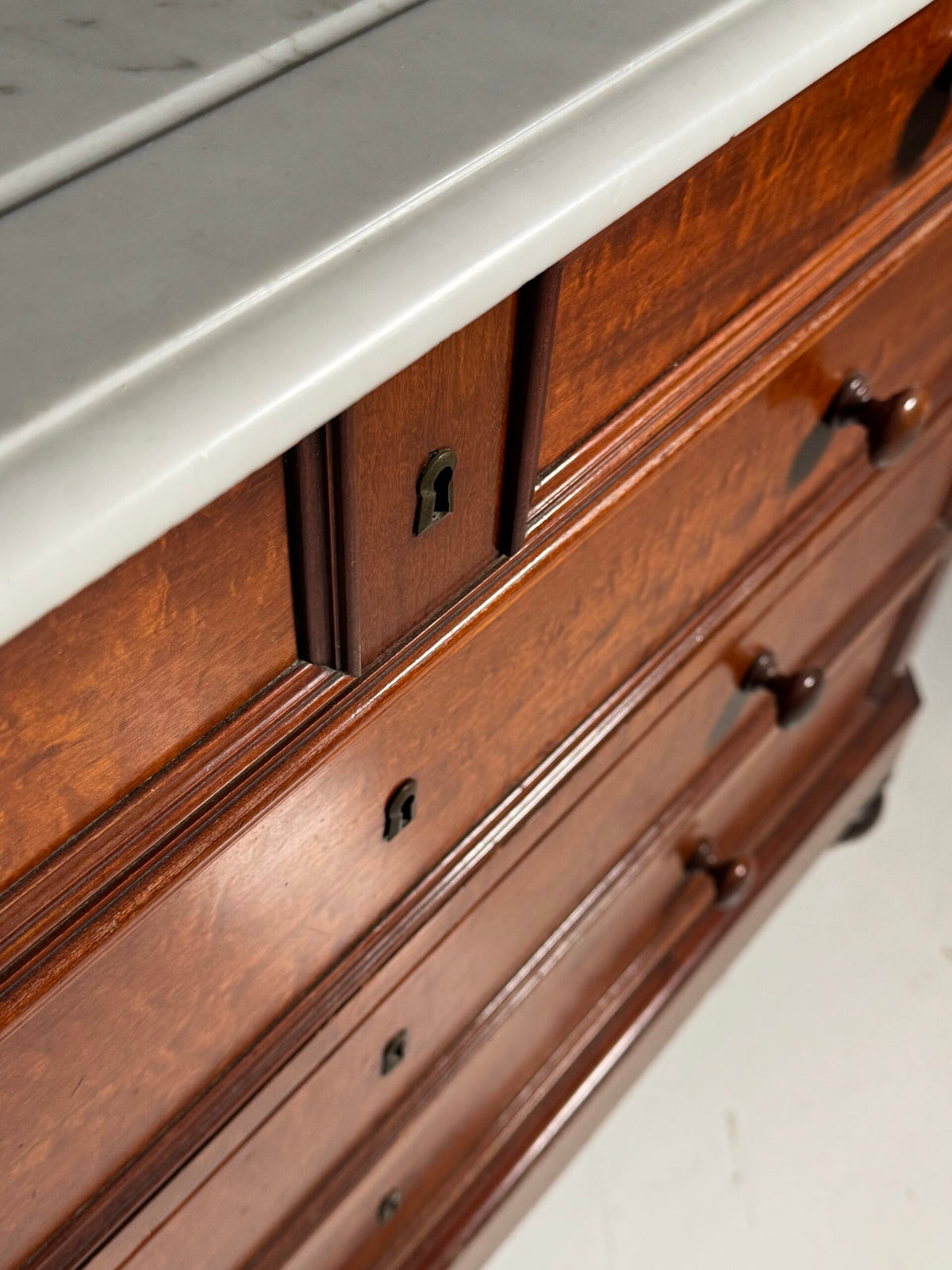 Louis Philippe Style Mahogany Commode with White Marble Top, photo 13