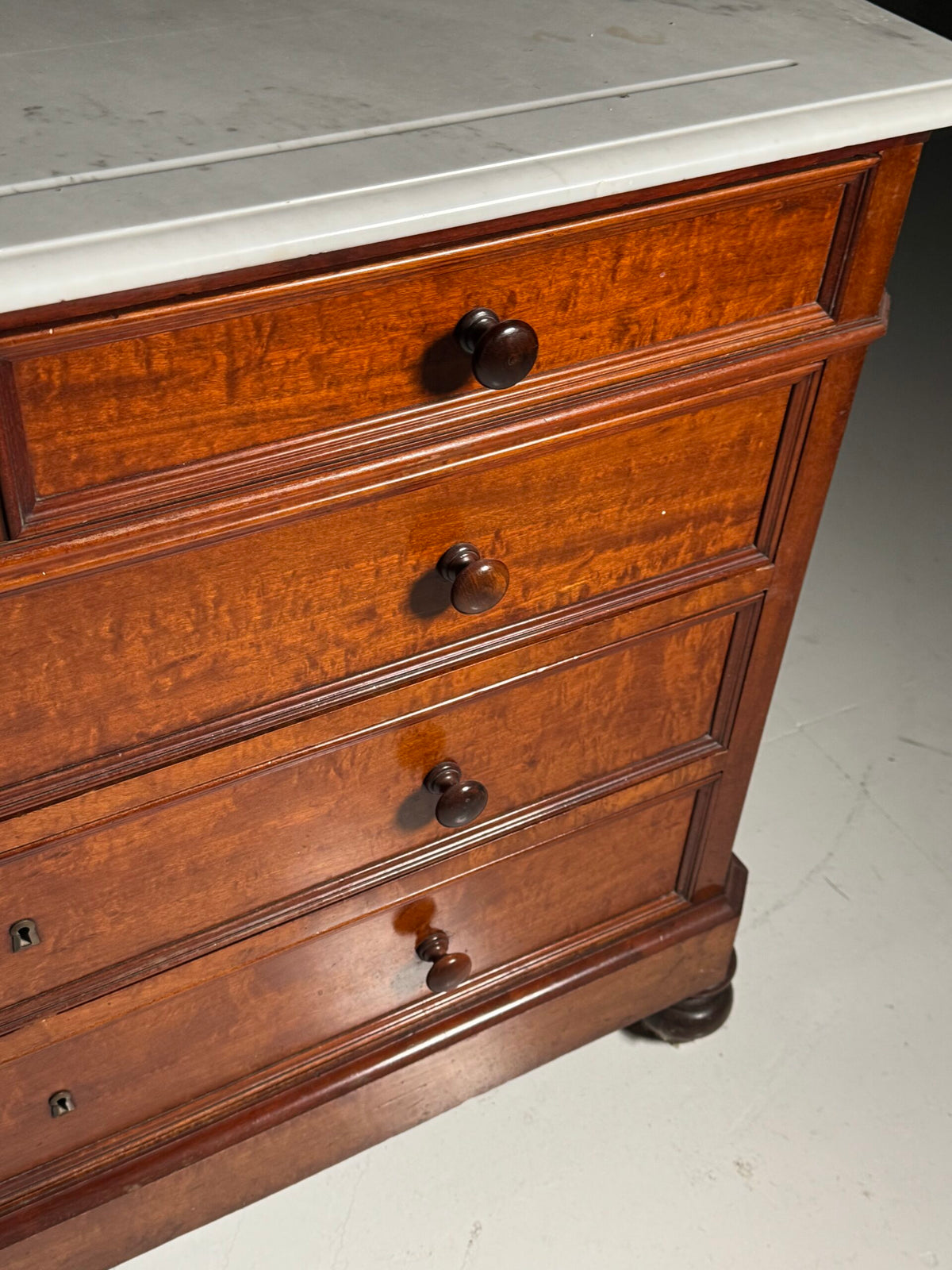 Louis Philippe Style Mahogany Commode with White Marble Top, photo 12