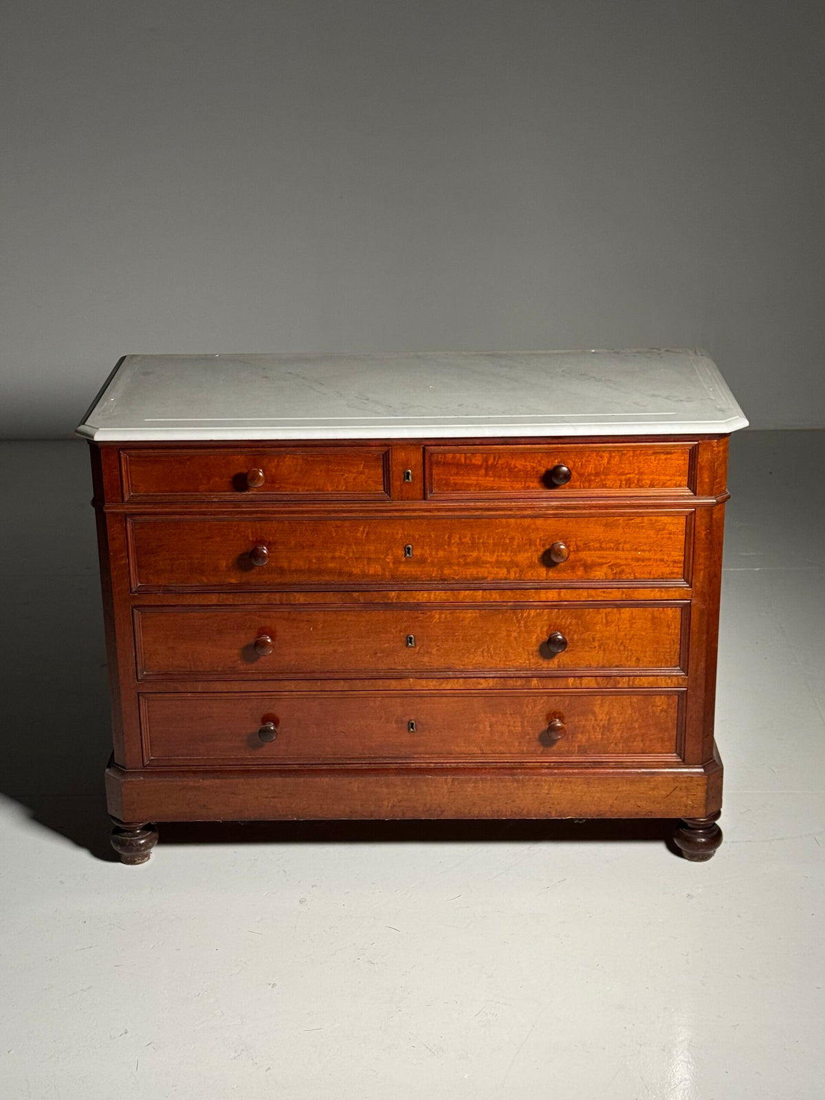 Louis Philippe Style Mahogany Commode with White Marble Top, photo 6