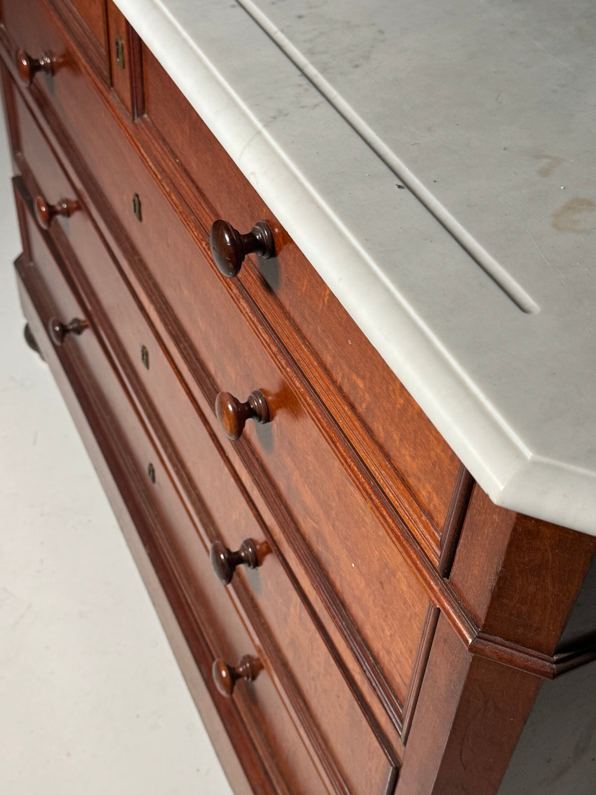 Louis Philippe Style Mahogany Commode with White Marble Top, photo 3
