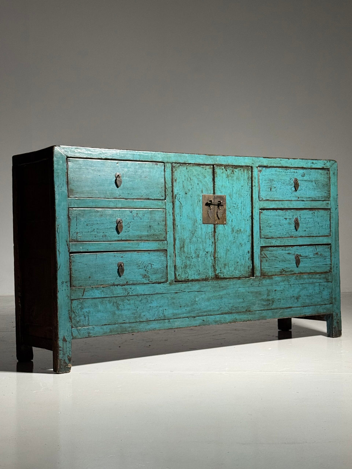 Blue Lacquered Asian Sideboard, Late 20th Century, photo 1