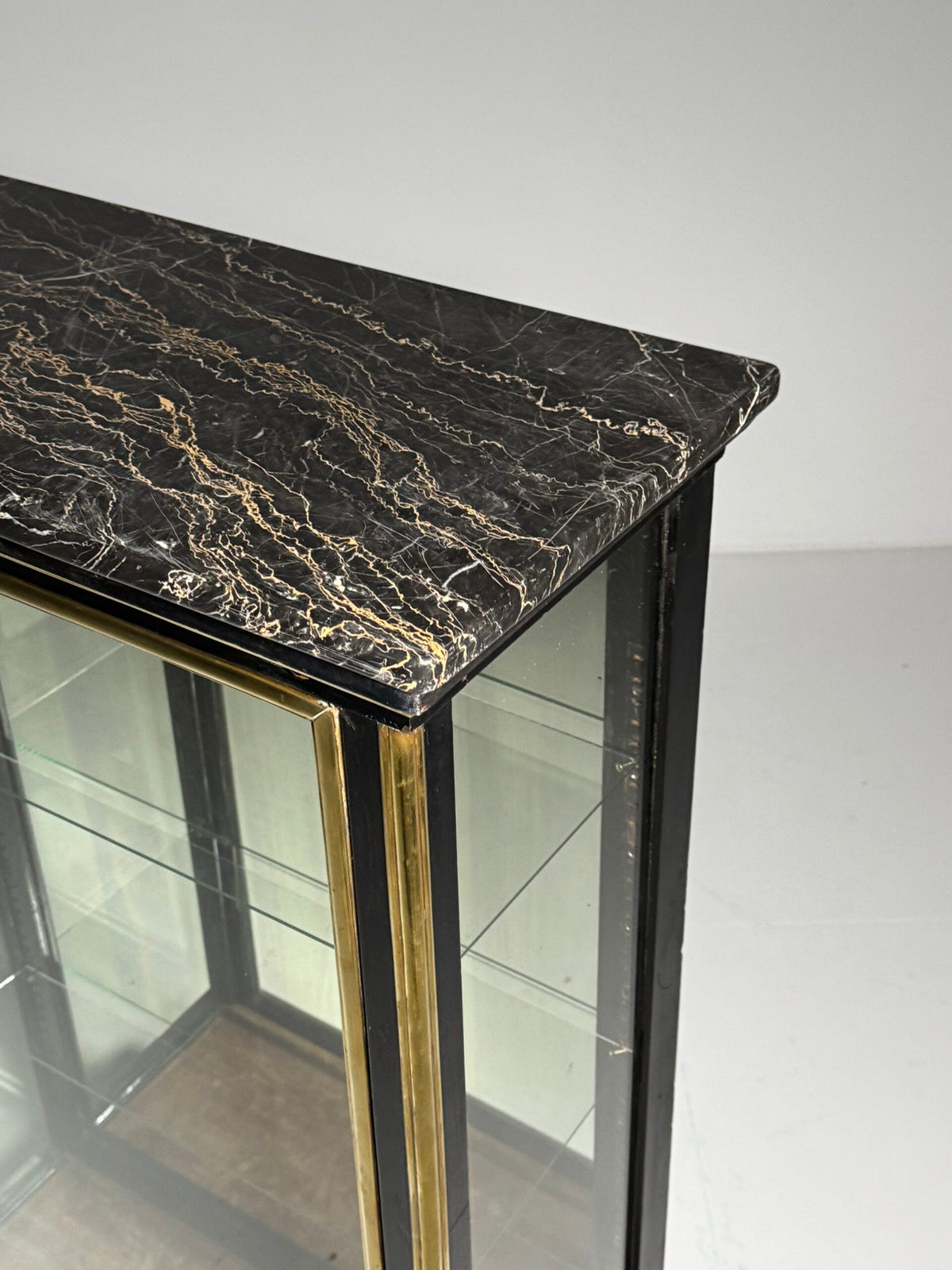 French Napoleon III Ebonised Display Cabinet with Brass Trim, photo 8