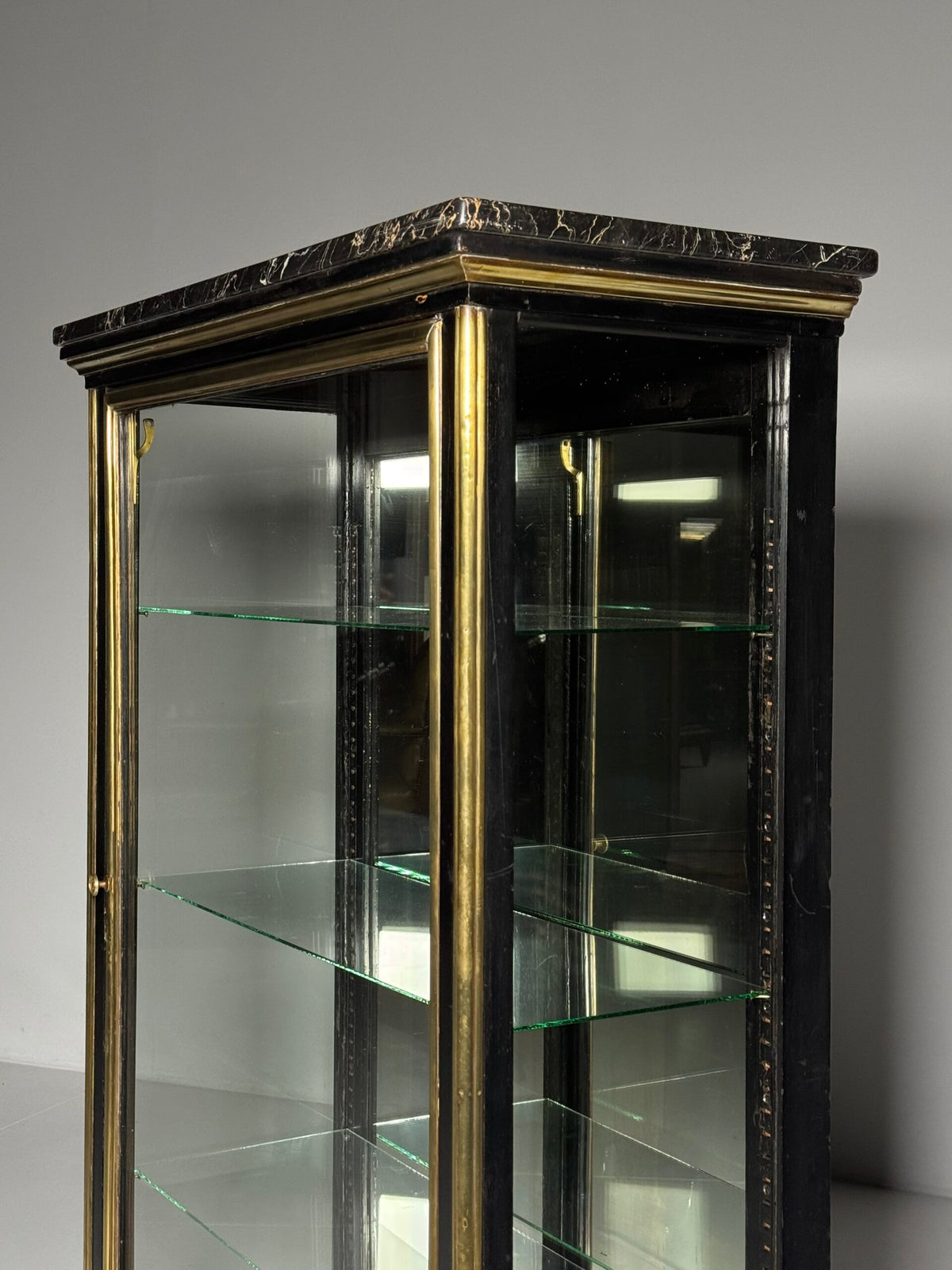 French Napoleon III Ebonised Display Cabinet with Brass Trim, photo 14