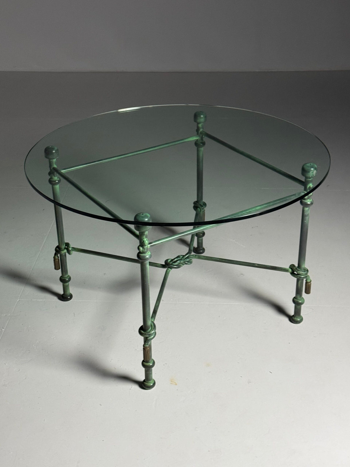 Vintage Rope Center Table with Tassels and Glass Top, 1980 to 1990, photo 1