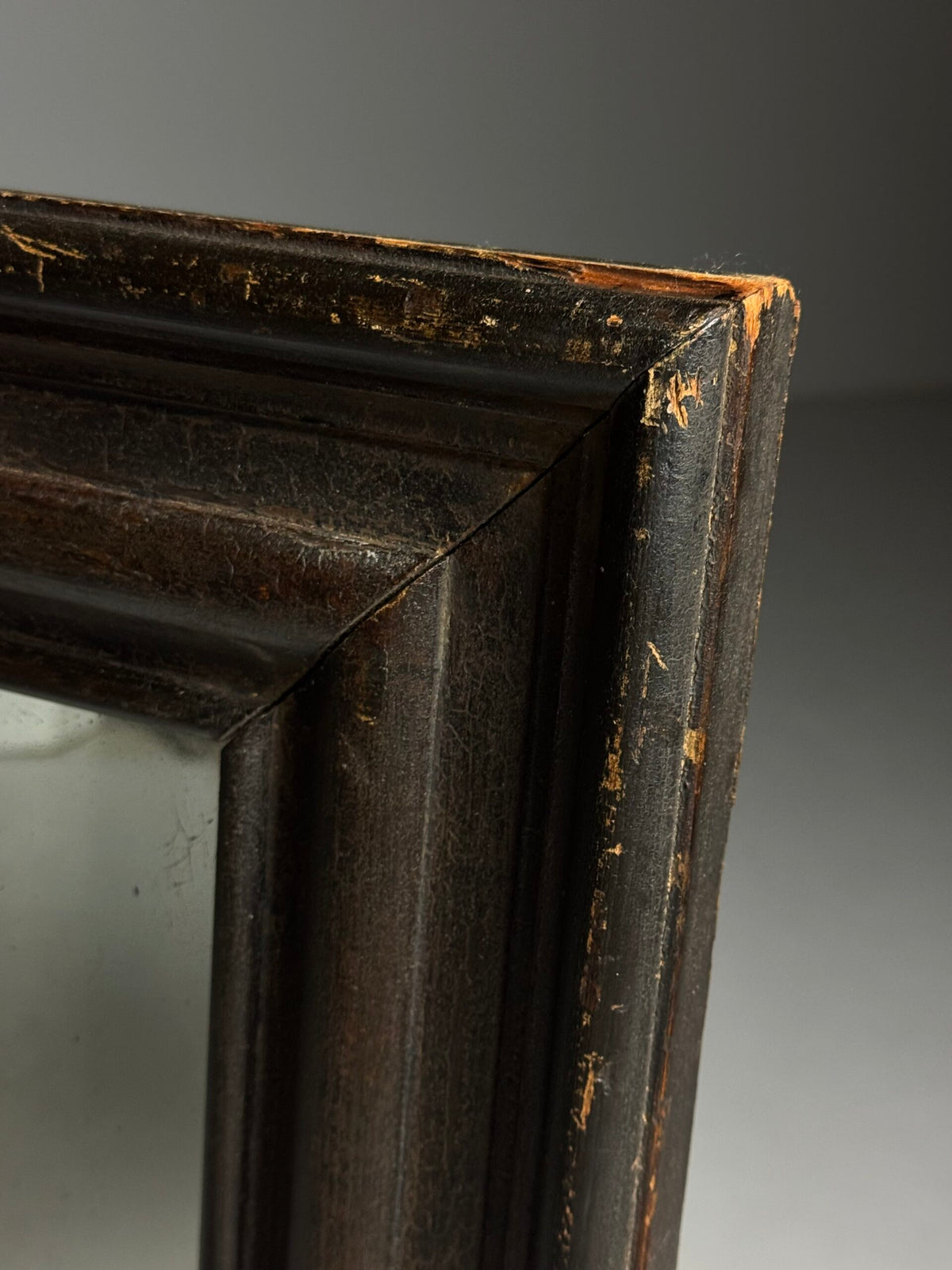 Antique Mirror with Dark Solid Pine Frame, c. 1900 to 1930, photo 5