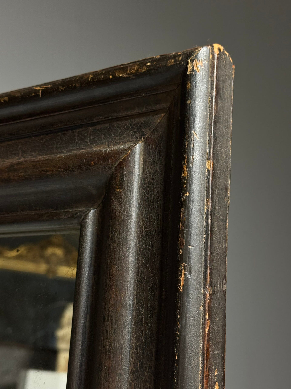 Antique Mirror with Dark Solid Pine Frame, c. 1900 to 1930, photo 6