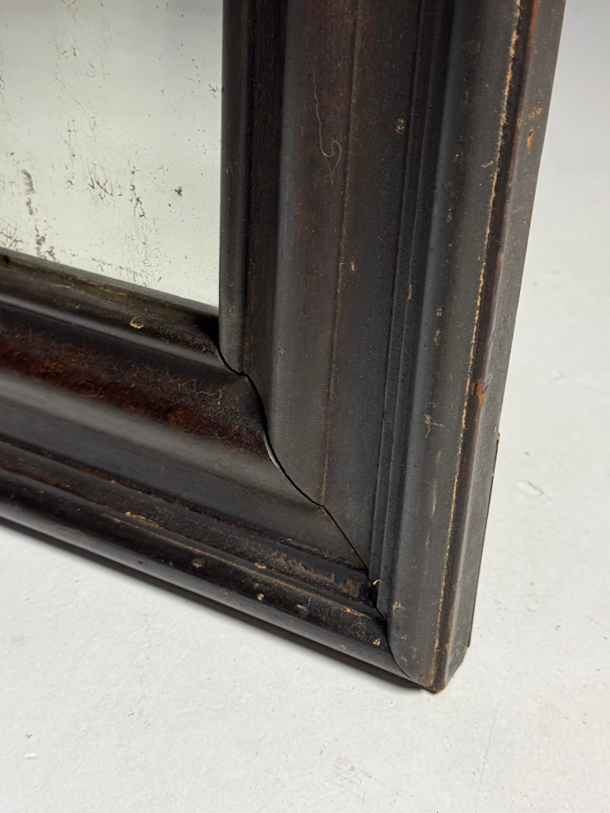 Antique Mirror with Dark Solid Pine Frame, c. 1900 to 1930, photo 7