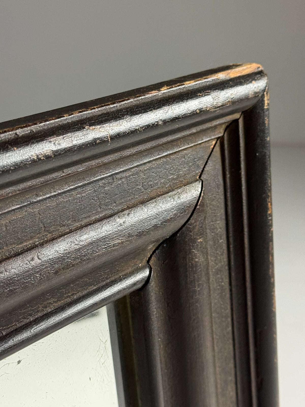 Antique Mirror with Dark Solid Pine Frame, c. 1900 to 1930, photo 10