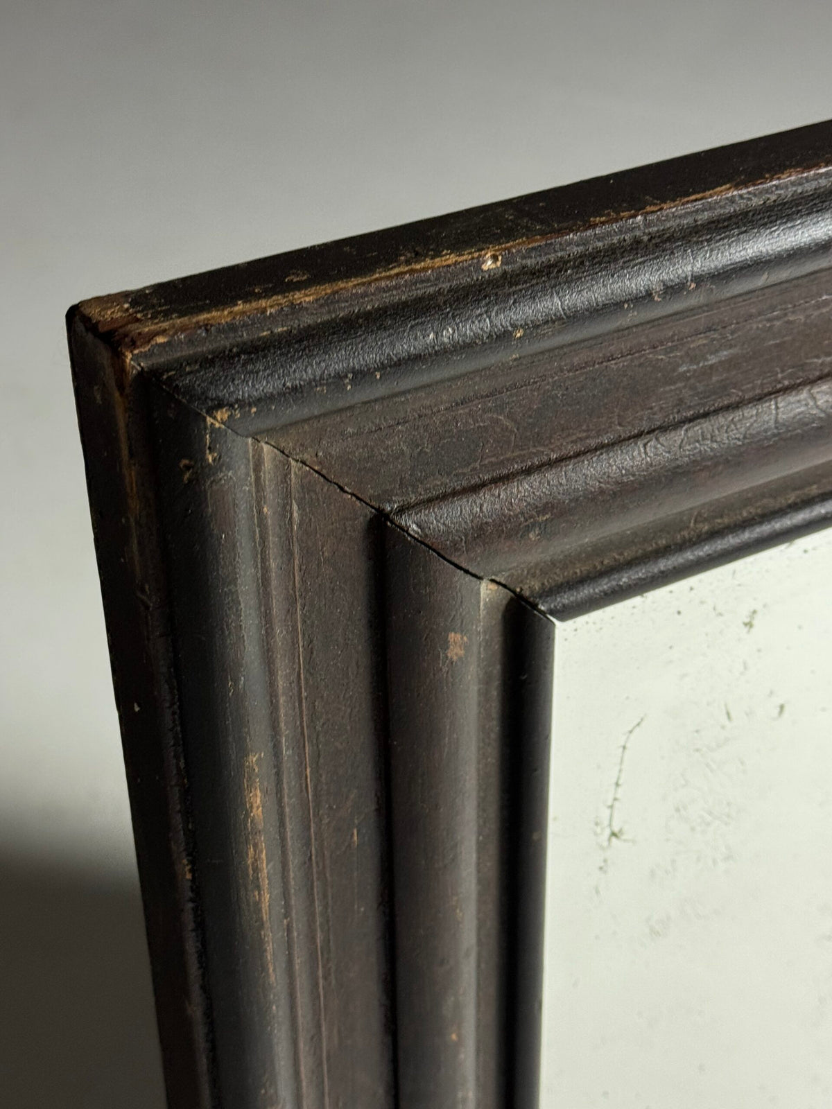Antique Mirror with Dark Solid Pine Frame, c. 1900 to 1930, photo 12