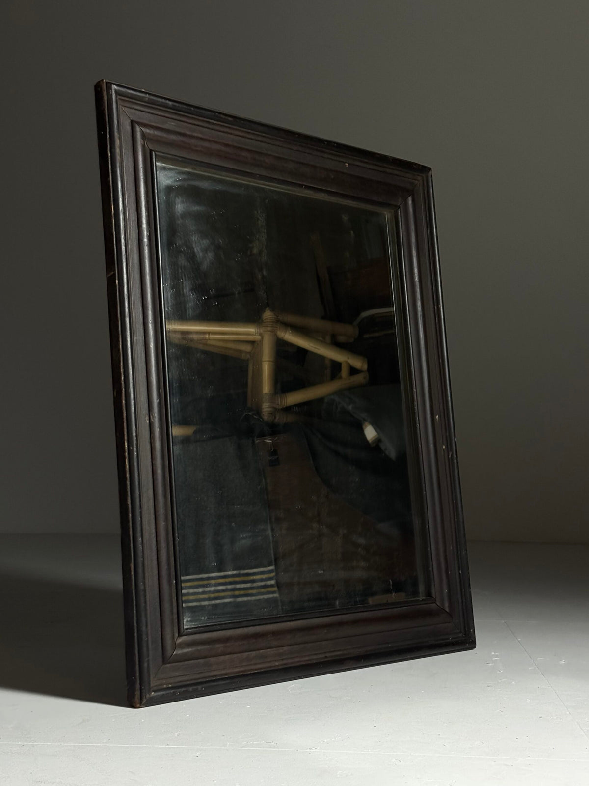 Antique Mirror with Dark Solid Pine Frame, c. 1900 to 1930, photo 13
