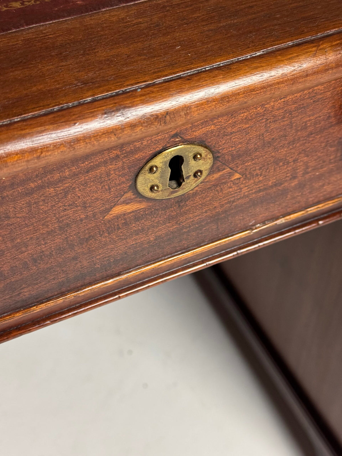 English Mahogany Partners Desk with Red Leather Top, c. 1870 to 1890, photo 6