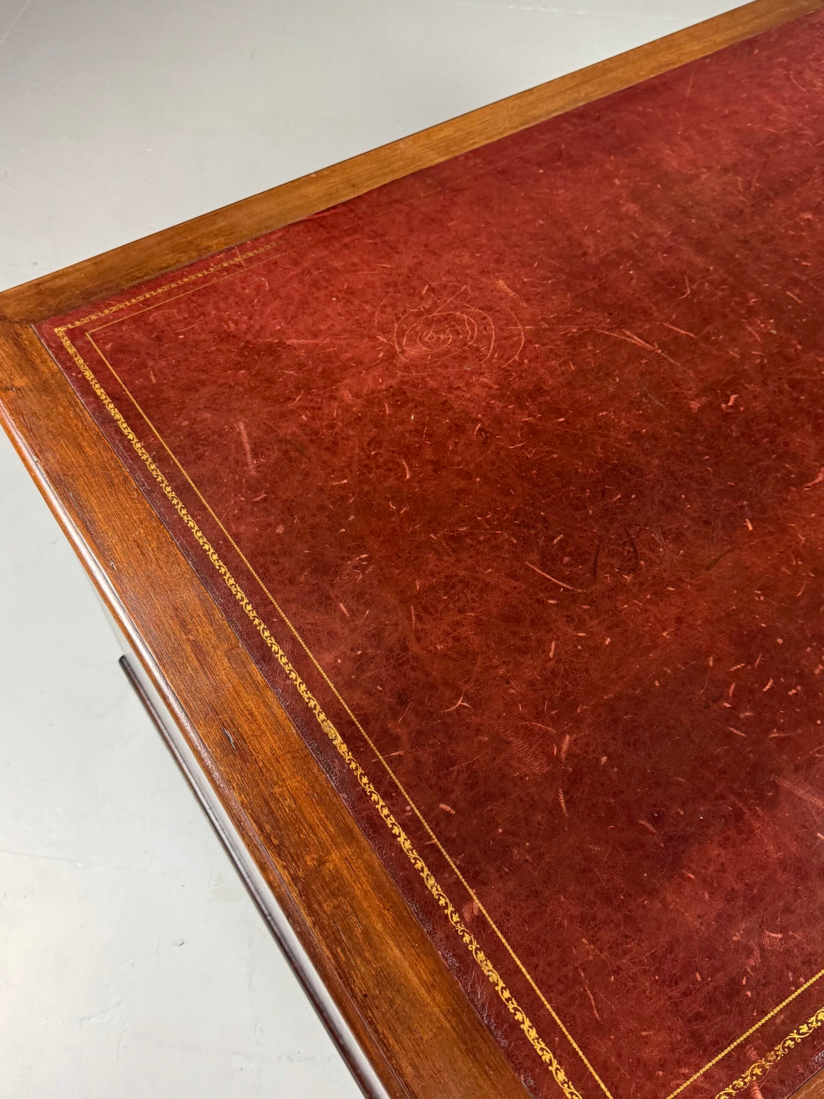 English Mahogany Partners Desk with Red Leather Top, c. 1870 to 1890, photo 13
