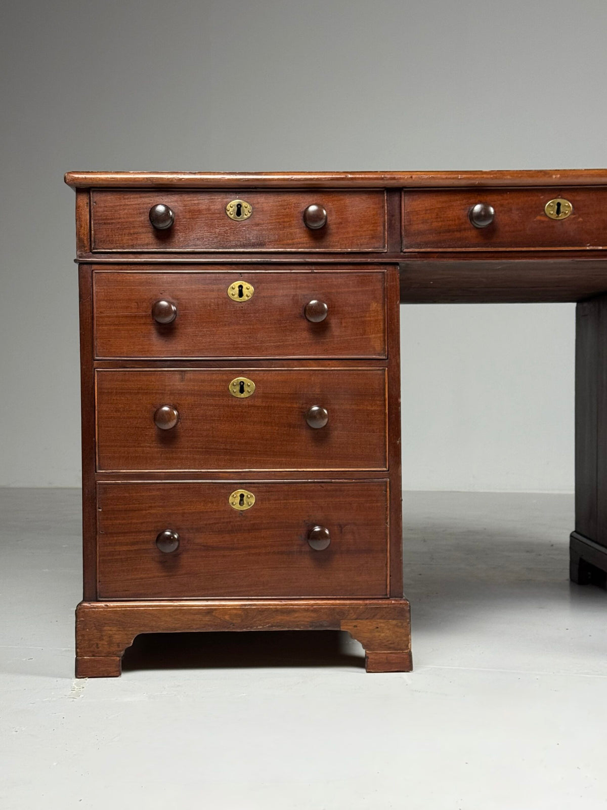 English Mahogany Partners Desk with Red Leather Top, c. 1870 to 1890, photo 19