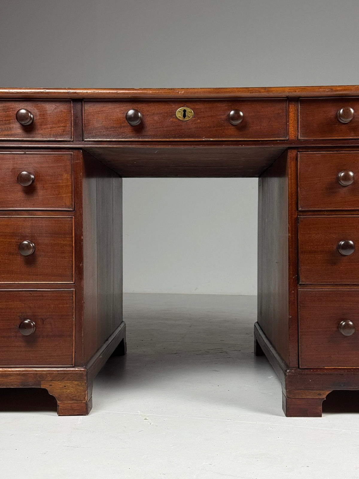 English Mahogany Partners Desk with Red Leather Top, c. 1870 to 1890, photo 24