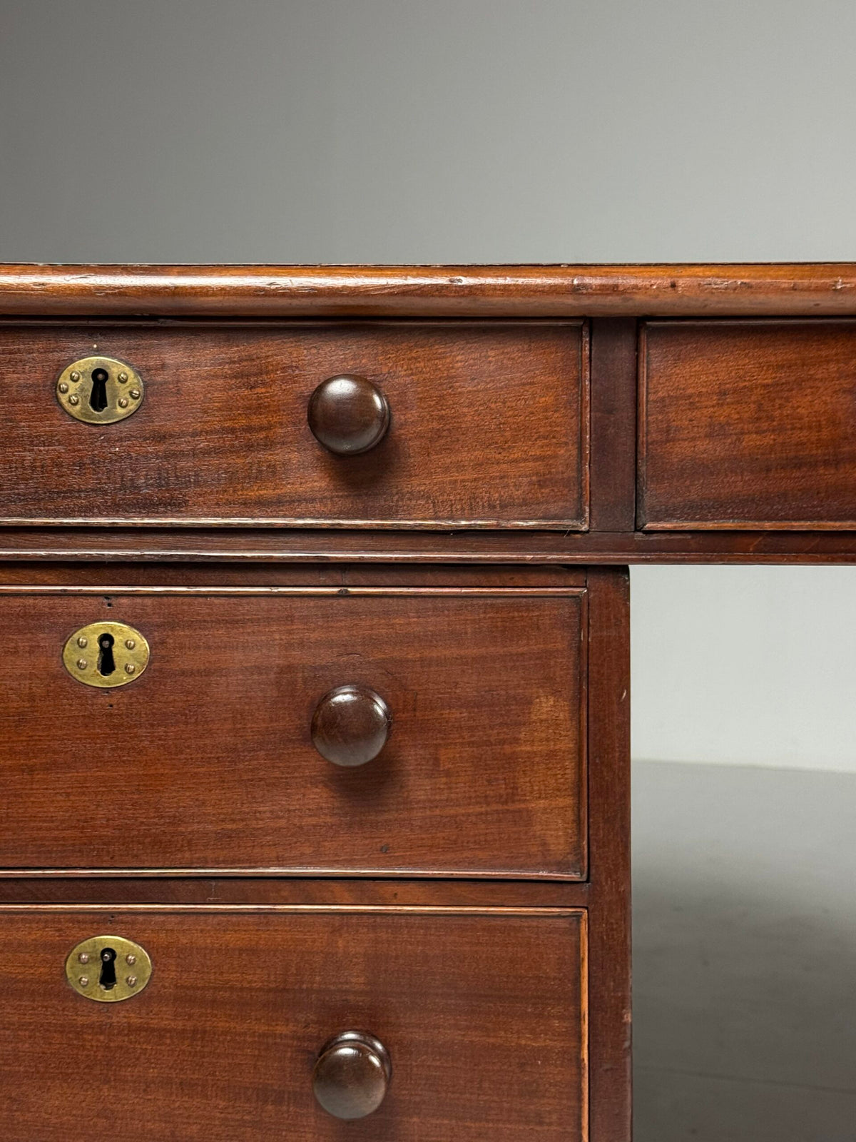 English Mahogany Partners Desk with Red Leather Top, c. 1870 to 1890, photo 25
