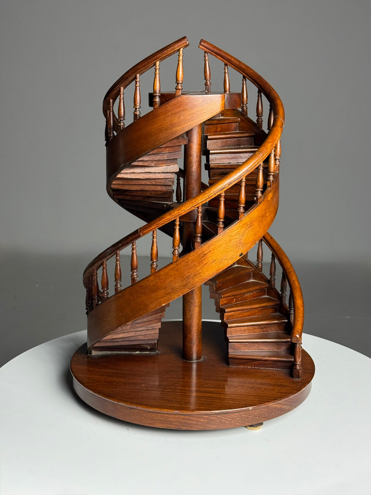 Mid 20th Century Mahogany Double Spiral Staircase Model, photo 13