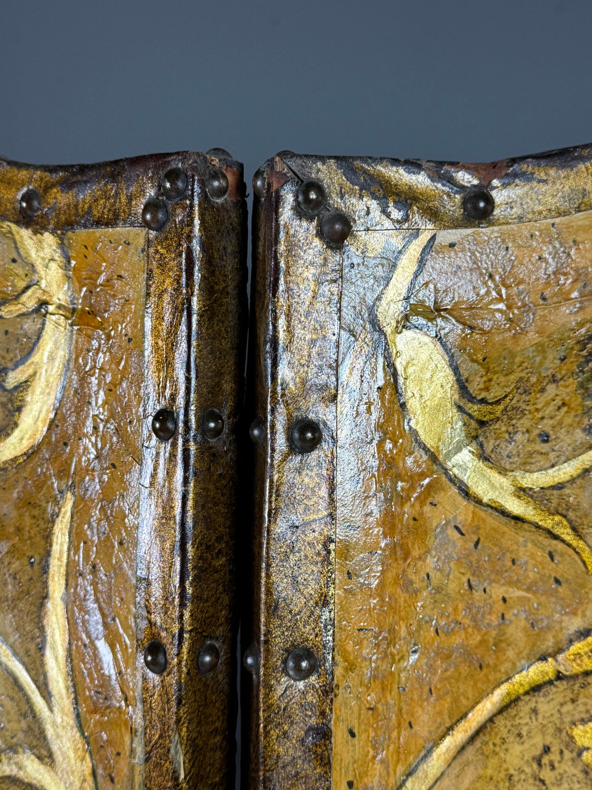 19th Century French Yellow Leather Folding Screen, photo 15