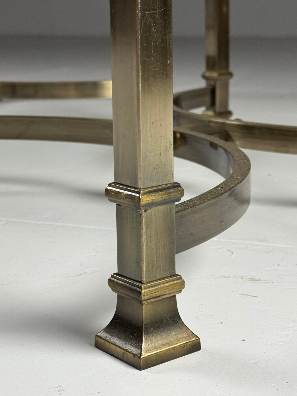 Pair of Gold Coloured Metal Side Tables with Glass Tops, Belgium, photo 6