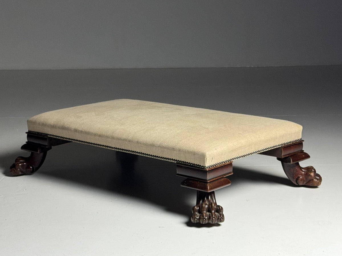 Large 19th Century Footstool with Lion's Claw Feet, photo 5