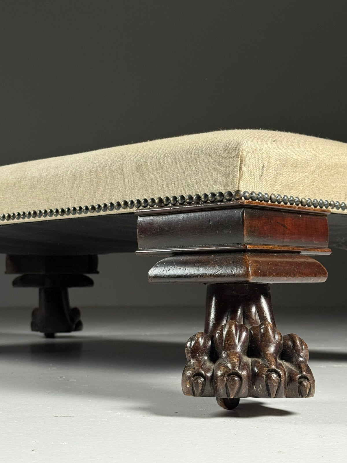 Large 19th Century Footstool with Lion's Claw Feet, photo 3