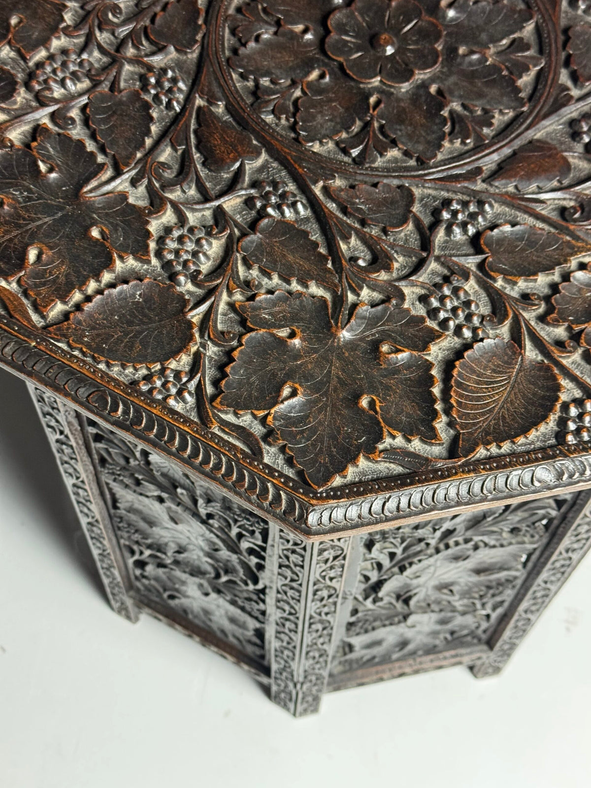 Anglo Indian Hand Carved Folding Side Table, 19th Century, photo 17