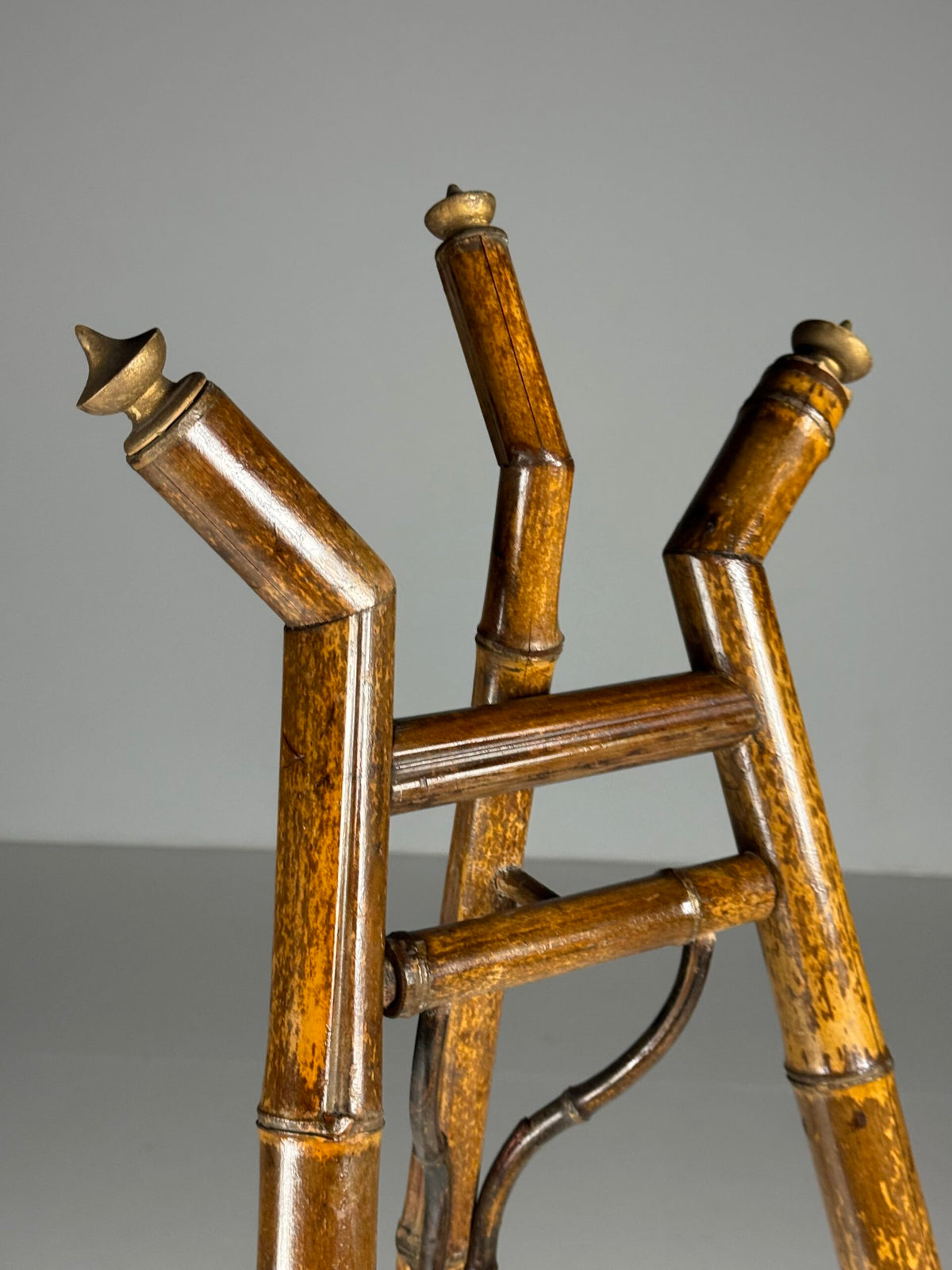 French Faux Bamboo Artist's Easel with Black Lacquer Panel, c. 1900, photo 14