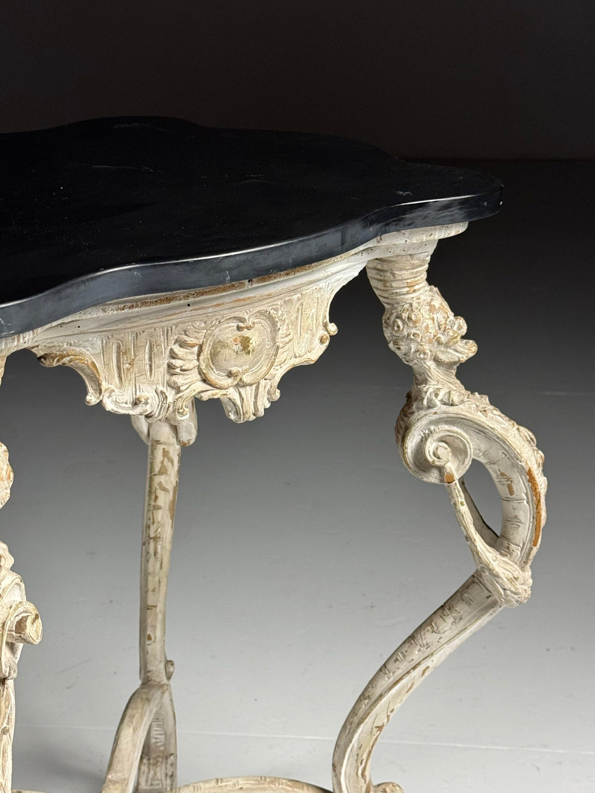 French Carved Side Table with Black Marble Top, Early 19th Century, photo 17