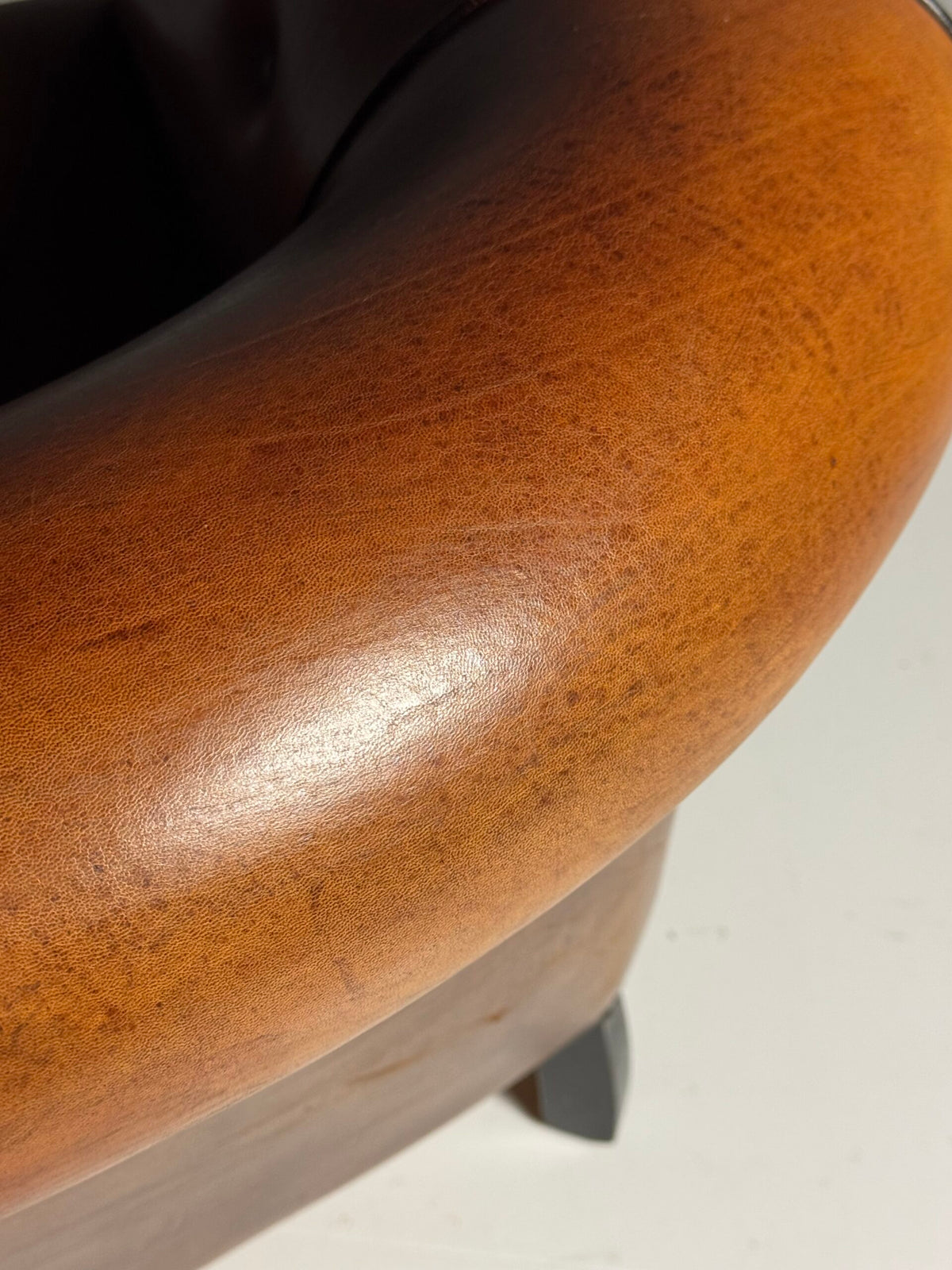 Pair of Sheepskin Leather Club Armchairs, Netherlands, photo 14