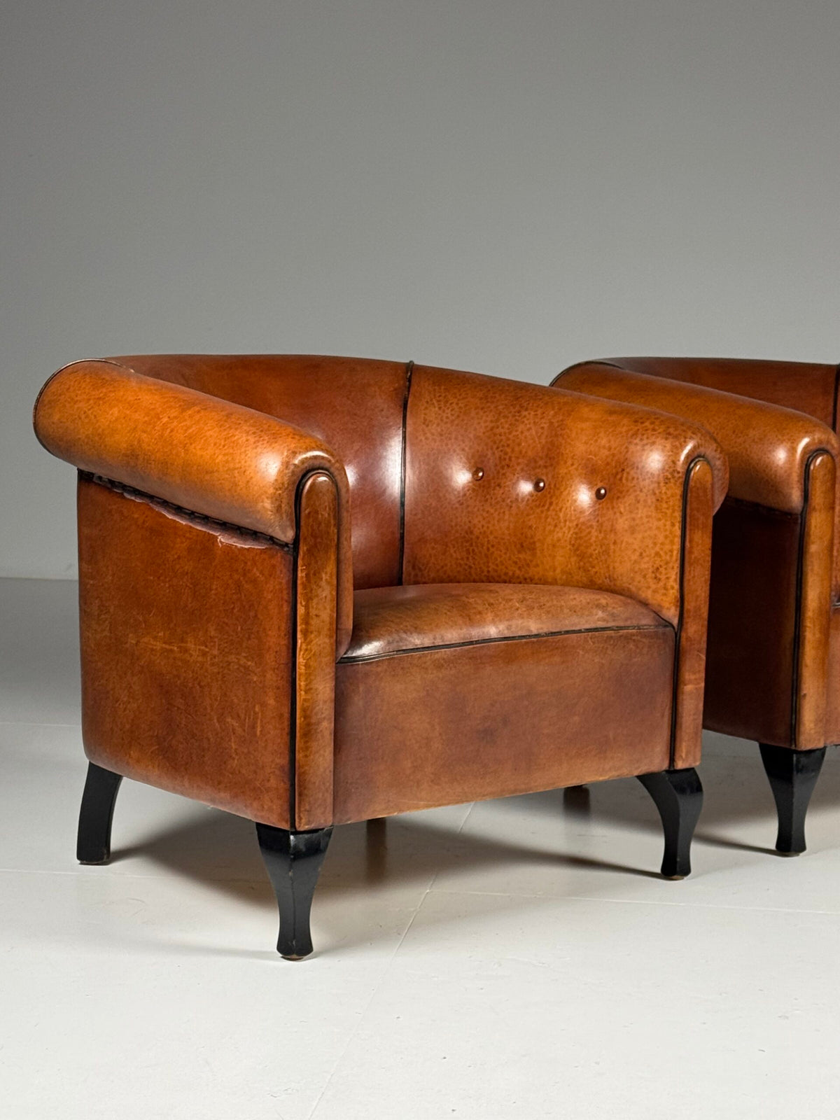 Pair of Sheepskin Leather Club Armchairs, Netherlands, photo 7