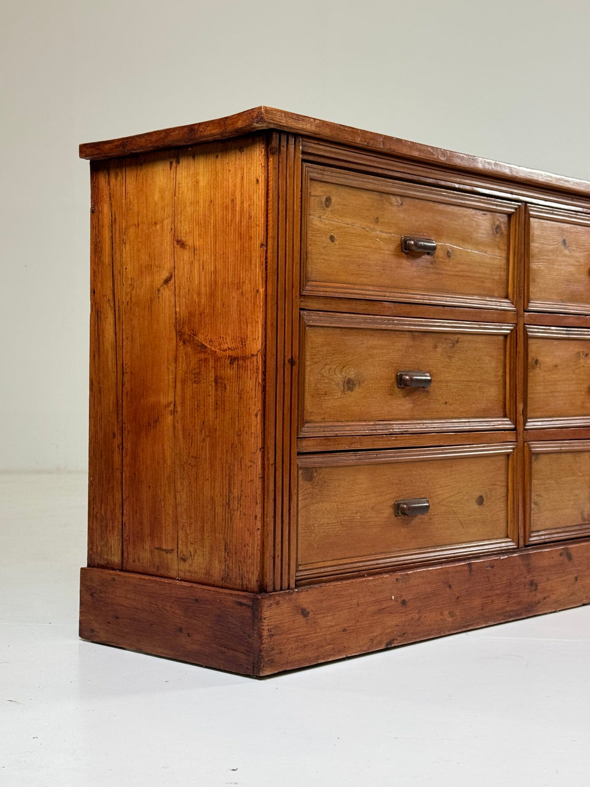 Very Long Pine Apothecary Cabinet with 15 Drawers, Mid 20th Century, photo 7