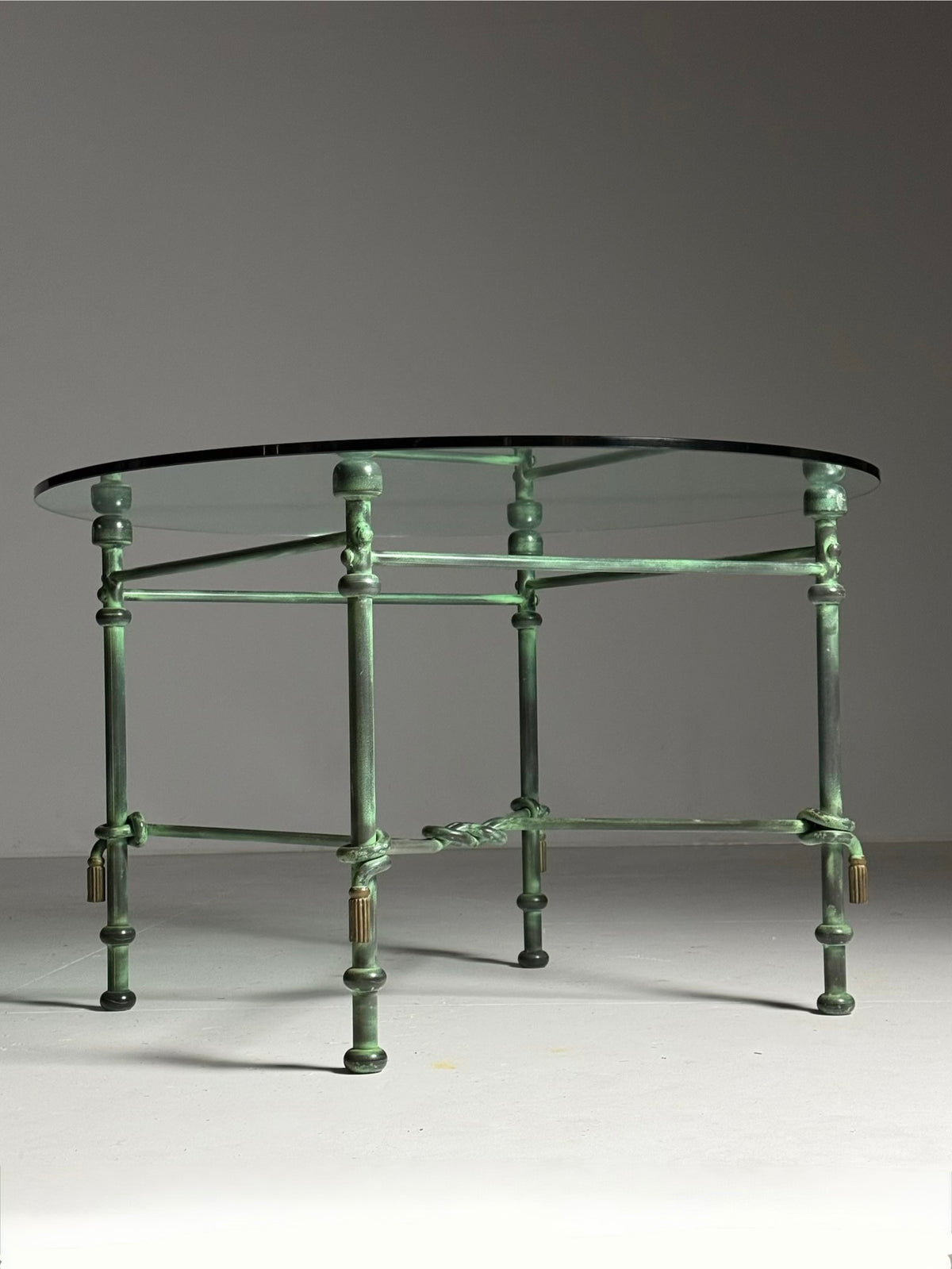 Vintage Rope Center Table with Tassels and Glass Top, 1980 to 1990, photo 4