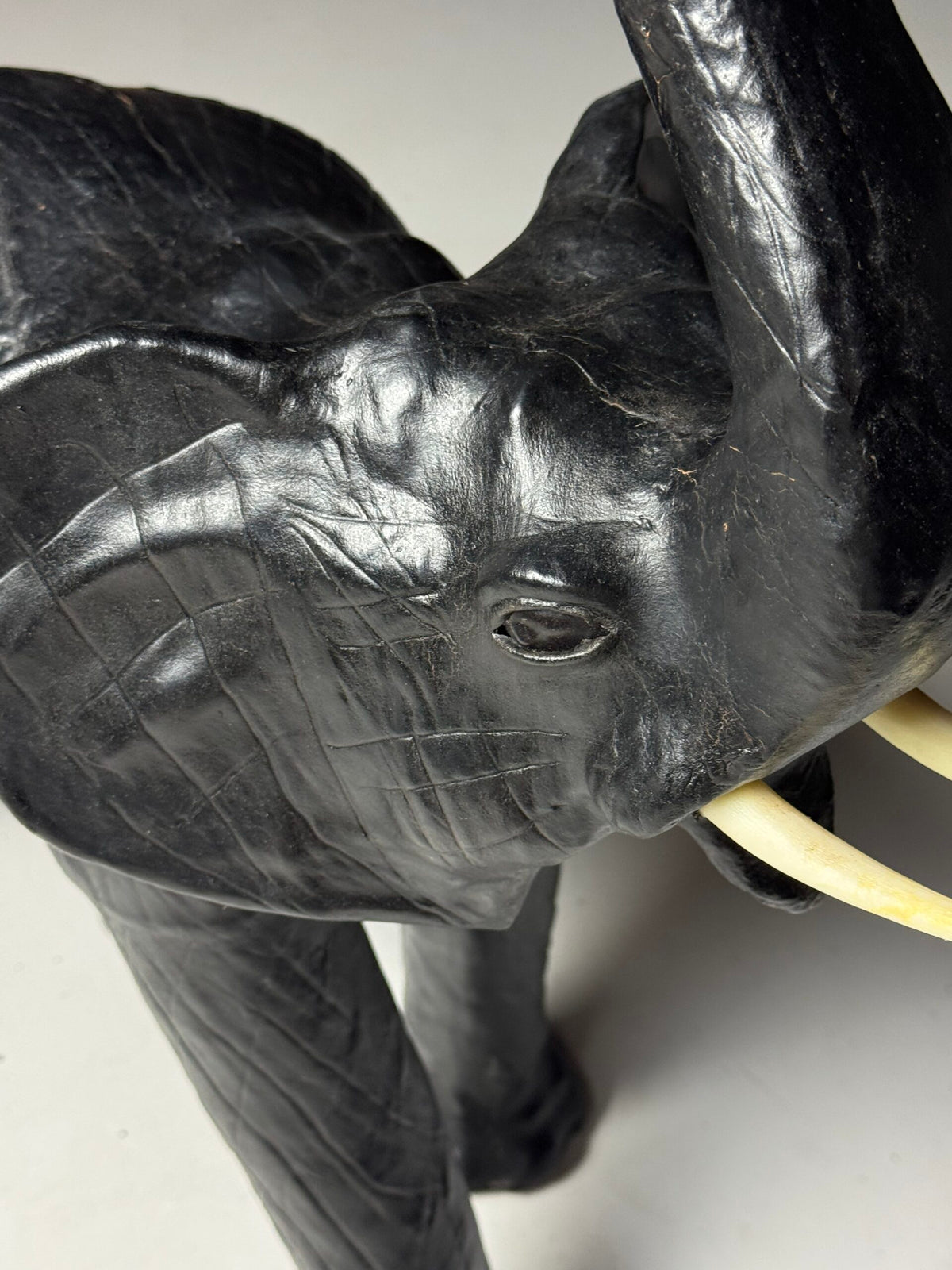 English Leather Covered Elephant Statue, photo 2