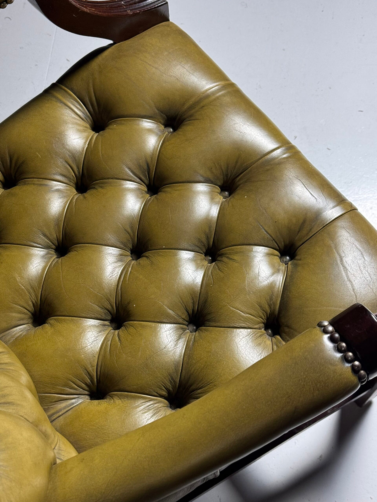 Mid 20th Century Green Leather Buttoned Desk Armchair, photo 20