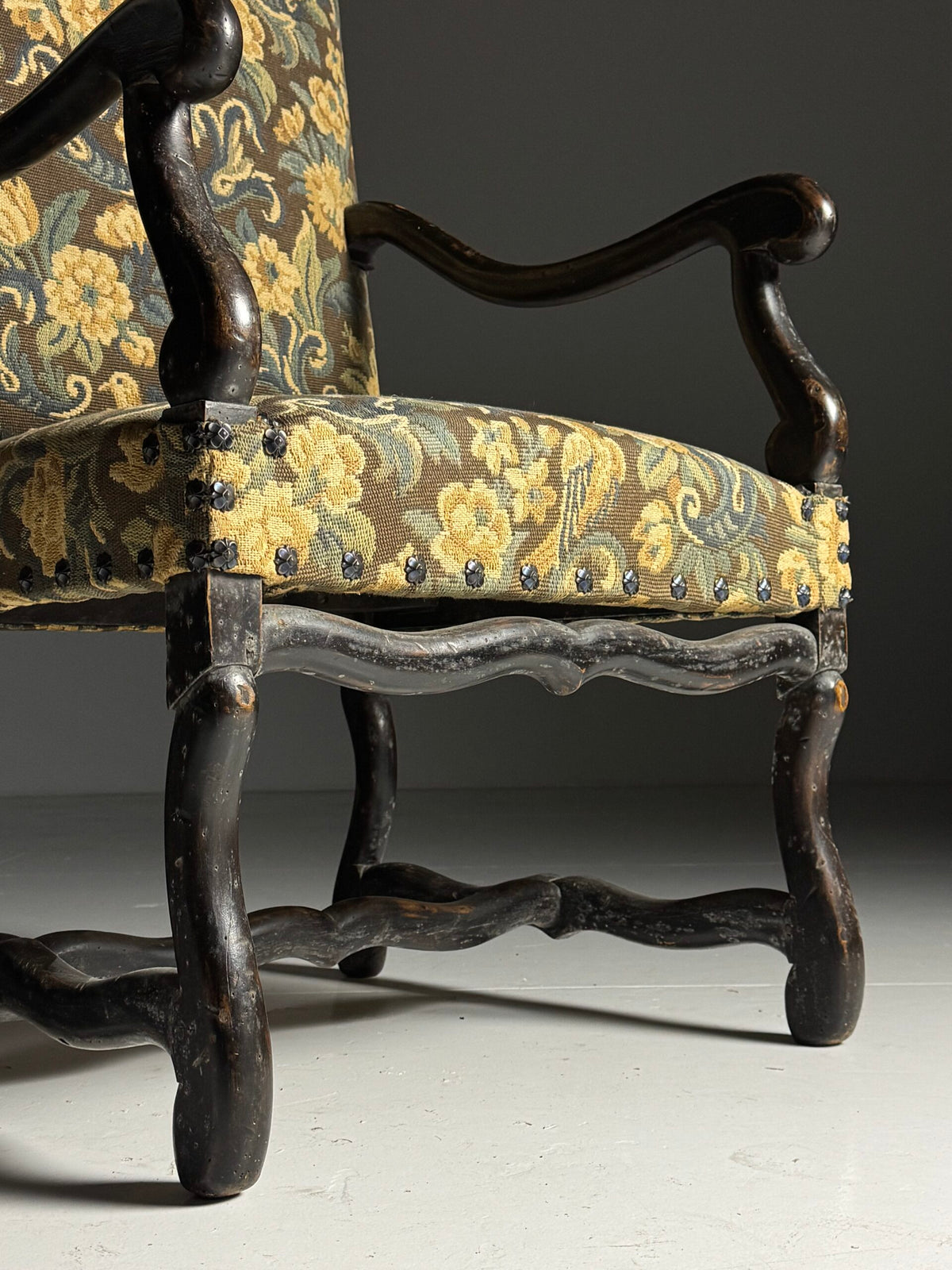 Pair of Large Os de Mouton Armchairs in Tapestry Upholstery, c. 1900, photo 17