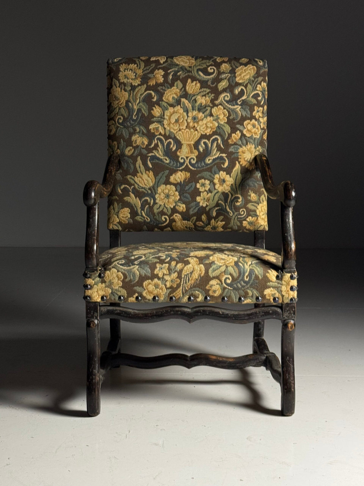 Pair of Large Os de Mouton Armchairs in Tapestry Upholstery, c. 1900, photo 16