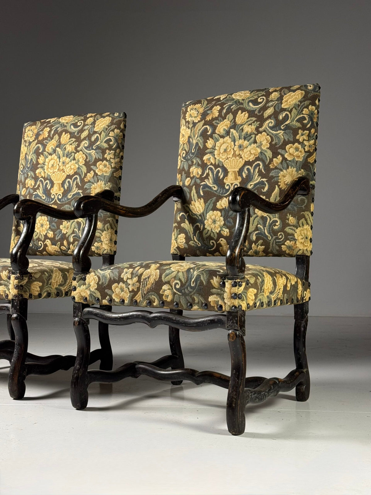 Pair of Large Os de Mouton Armchairs in Tapestry Upholstery, c. 1900, photo 6