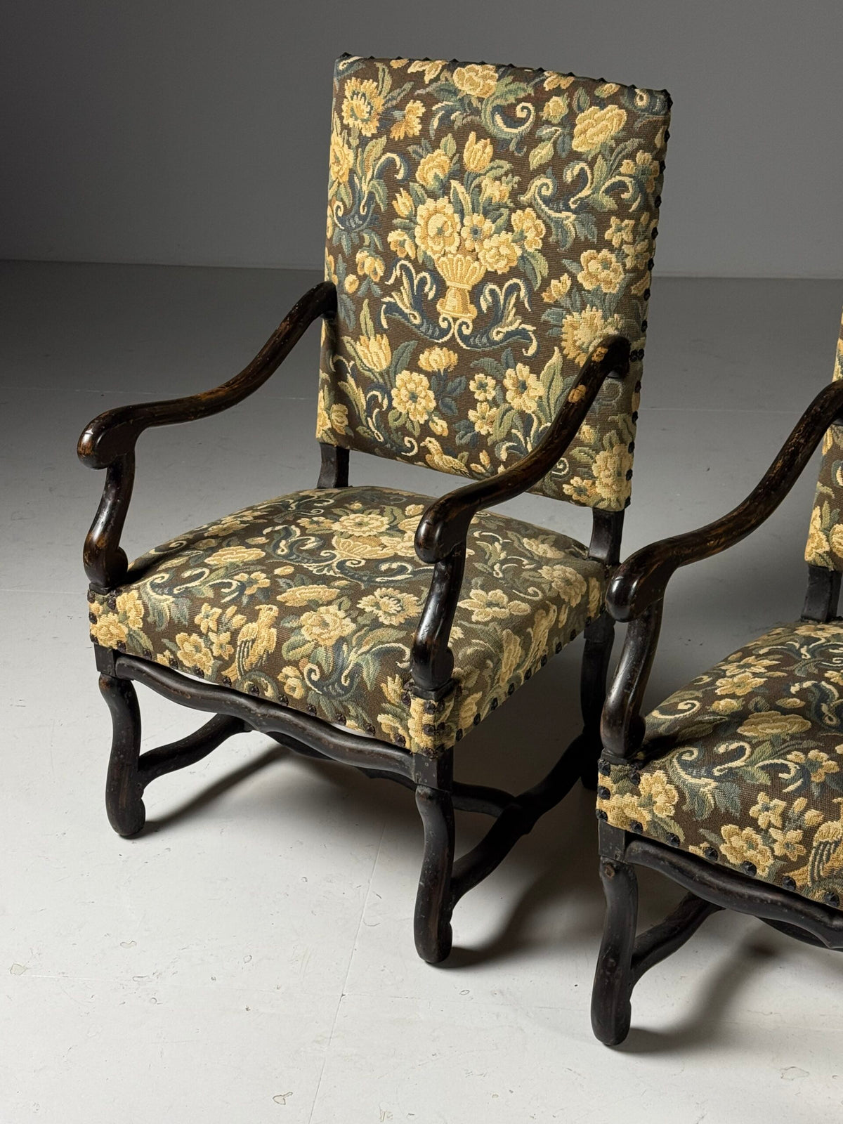 Pair of Large Os de Mouton Armchairs in Tapestry Upholstery, c. 1900, photo 3
