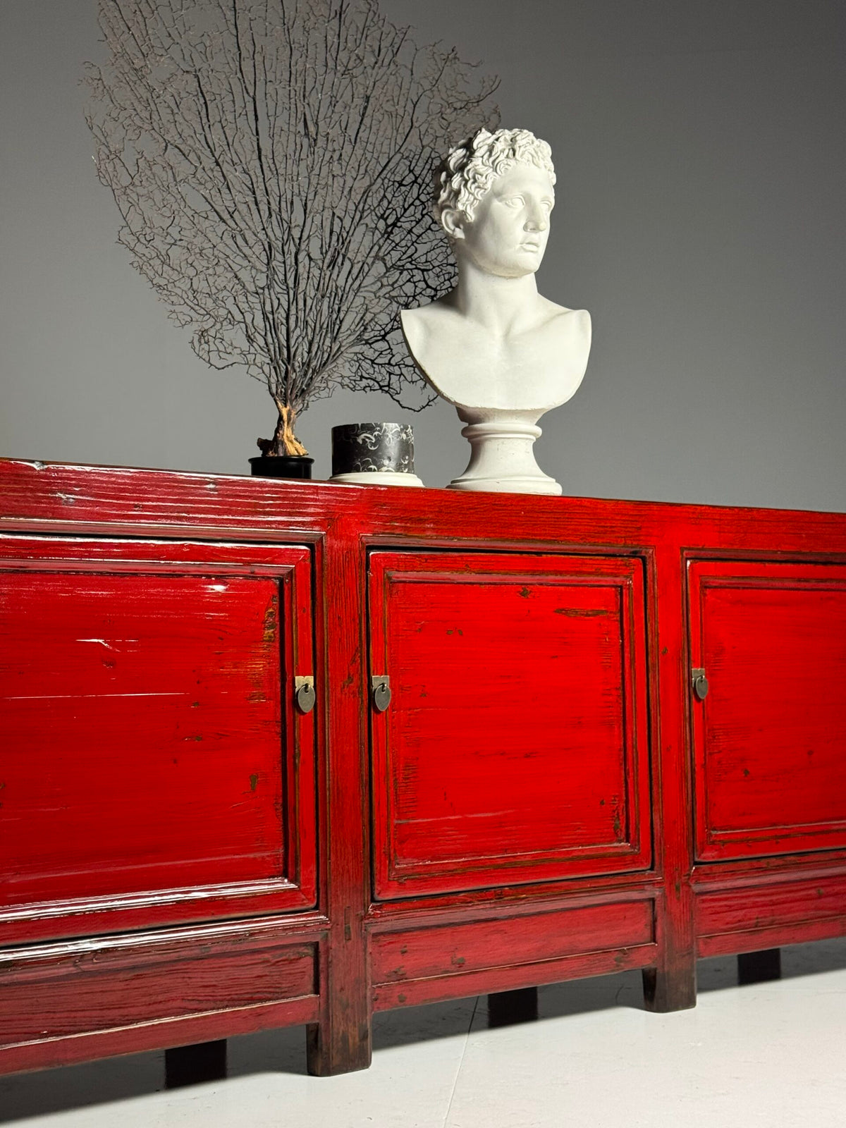 Large Chinese Style Red Lacquer Sideboard, c. 2000, photo 10