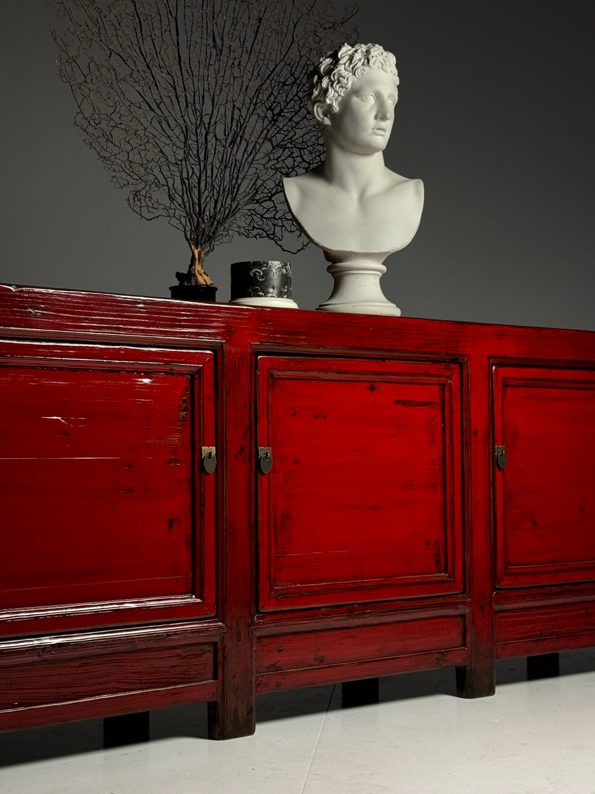 Large Chinese Style Red Lacquer Sideboard, c. 2000, photo 9